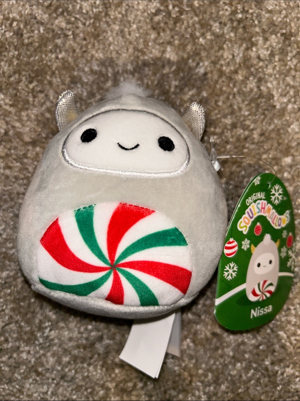 Squishmallows Nissa Peppermint Holiday Plush - White, Red, Green